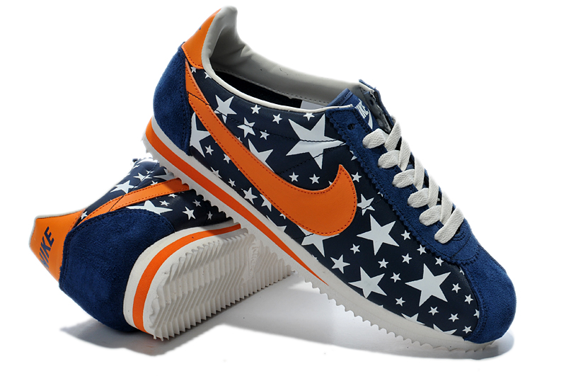 2014 Nike Cortez nouvelles chaussures etoiles lumineuses sombres des femmes orange Gump (4)